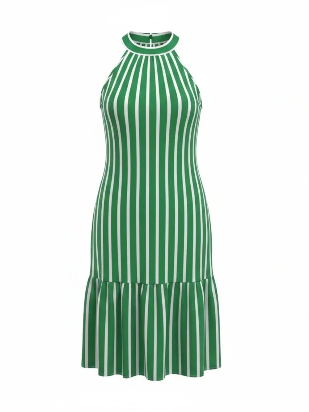 Rachel Zoe Green and White Striped Halter Maxi Dress NWOT Size Large